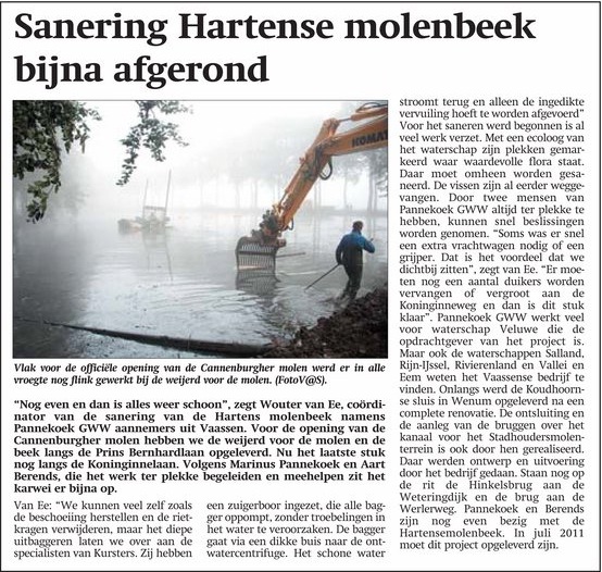 SANERING HARTENSE MOLENBEEK BIJNA AFGEROND IN VAASSENS WEEKBLAD SANERING HARTENSE MOLENBEEK BIJNA AFGEROND IN VAASSENS WEEKBLAD